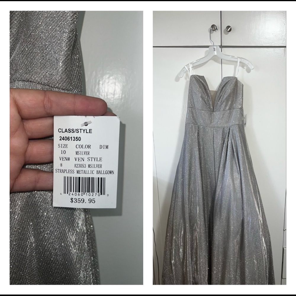 David’s bridal Strapless Metallic Ballgown